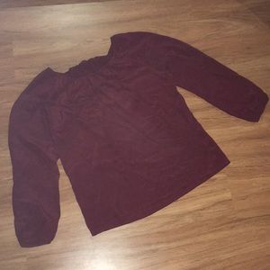 Burgandy sheer shirt.